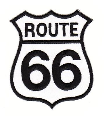 af15★Route 66 USA White iron-on patch applique 8 x 7 cm