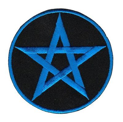 an67★Pentagramm Zeichen Aufnäher Bügelbild Patch Bügelflicken Stern 6,9 x 6,9 cm