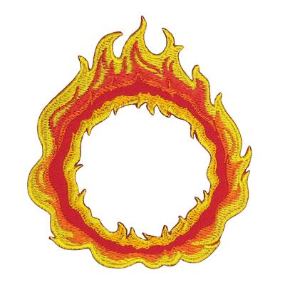 ak30★Feuer Ring Flamme Aufnäher aufbügeln Bügelbild Patch Flicken 7,9 x 8,9 cm