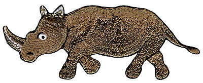 am26★Nashorn Rhinozeros Zoo Aufnäher Bügelbild Bügelflicken Patch 12 x 4,5 cm