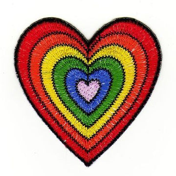 an01★Herz Regenbogen Aufnäher aufbügeln Bügelbild Patch Applikation 6,7 x 7 cm