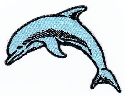 ap14★Delfin Aufnäher zum aufbügeln Bügelbild Patch Applikation Delphin 9 x 6,8cm