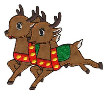 ah35★Rentier Hirsch Weihnachten Aufnäher Bügelbild Applikation Patch 8 x 5,5 cm
