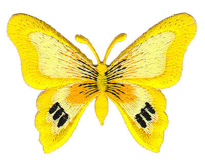 au37★Schmetterling Gelb Aufnäher aufbügeln Bügelbild Patch Flicken★7,7 x 5,6 cm