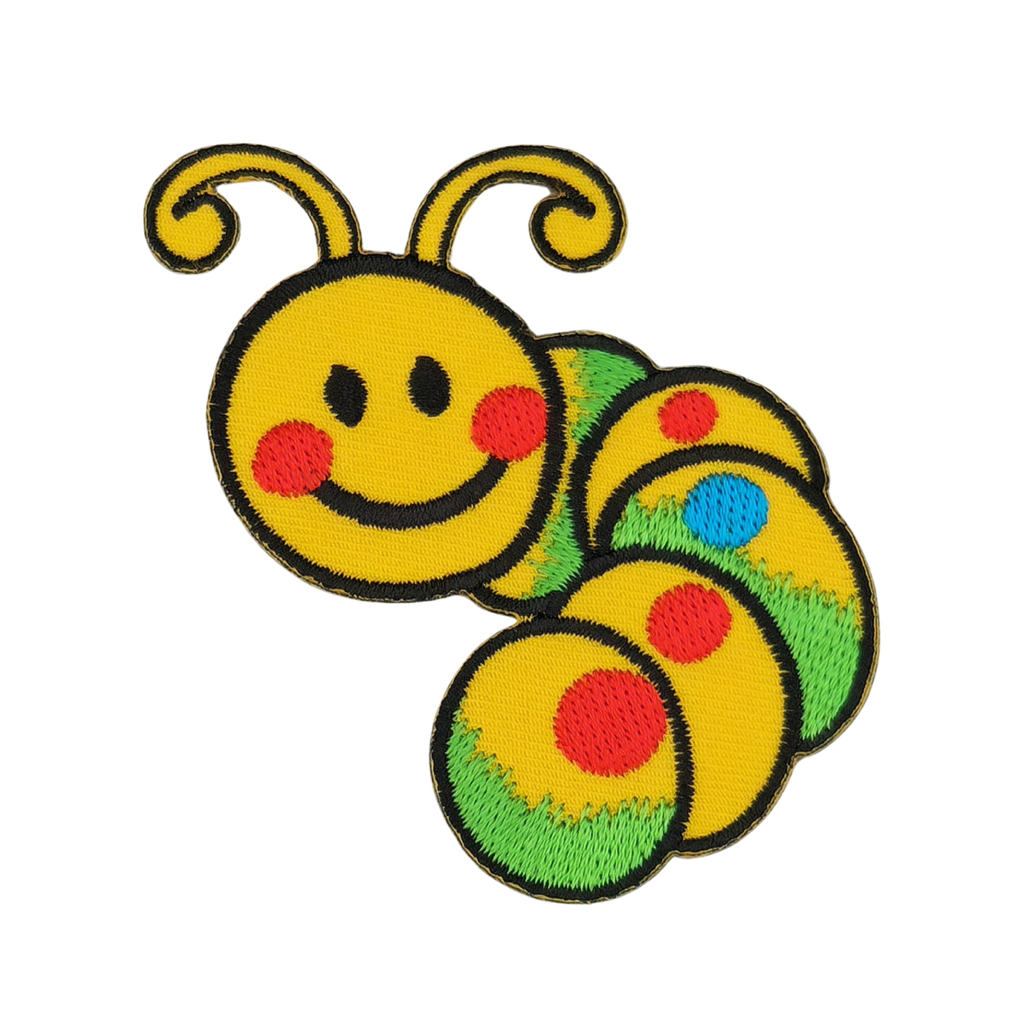 #aa58 Baby Caterpillar Yellow Worm Patch Iron-On Application Patch Size 7.0 x 6.7 cm