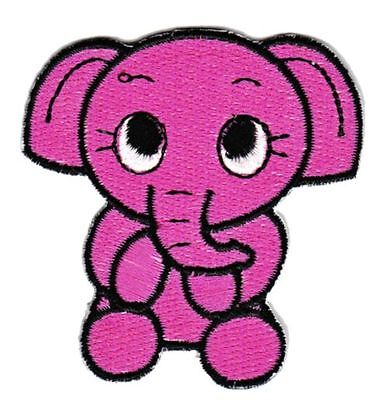 be53★Elefant Pink Aufnäher zum aufbügeln Applikation Bügelbild Patch 5,8 x 6 cm