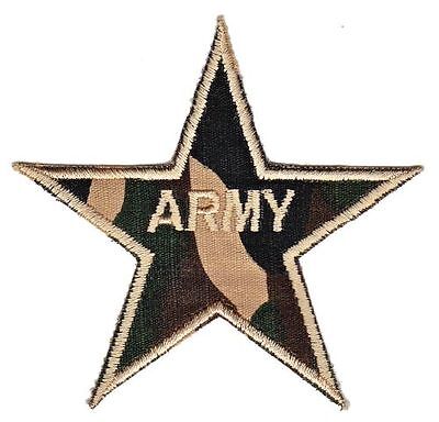 be01★ARMY Stern Aufnäher zum aufbügeln Bügelbild Patch Bügelflicken Neu 8 x 8 cm