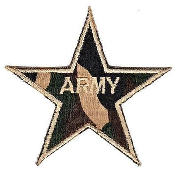 be01★ARMY Stern Aufnäher zum aufbügeln Bügelbild Patch Bügelflicken Neu 8 x 8 cm
