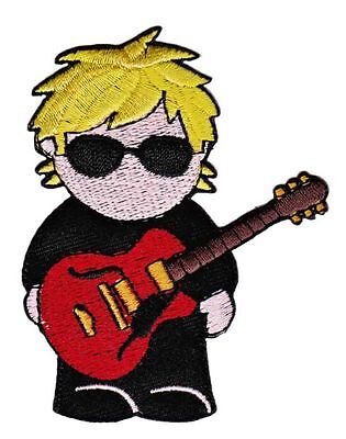 be70★Rocker Gitarre Aufnäher aufbügeln Applikation Bügelbild Patch 6,4 x 8,2 cm