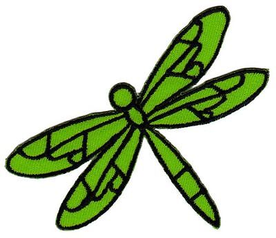 bb85★Libelle Grün Aufnäher zum aufbügeln Bügelbild Patch Applikation 8,4 x 6 cm