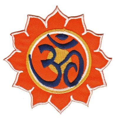 be76★Indien Yoga Blume Goa Om Aum Buddha Aufnäher Bügelbild Patch 7,5 x 7,5 cm