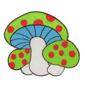 #ac76 Mushrooms Green Iron-On Patch Application Patch Size 6.5 x 5.5 cm