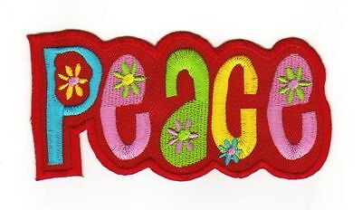 af97★PEACE Aufnäher aufbügeln Bügelbild Flicken Patch Applikation 11 x 5,2 cm