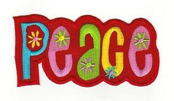 af97★PEACE Aufnäher aufbügeln Bügelbild Flicken Patch Applikation 11 x 5,2 cm