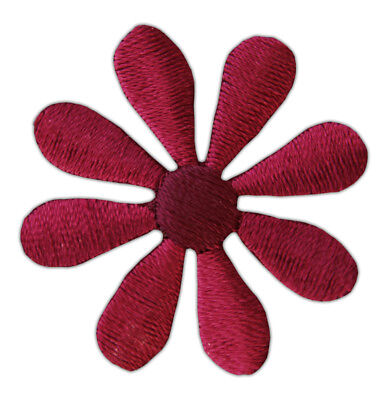 ao40★Blüte klein Weinrot Blume Aufnäher aufbügeln Bügelbild Patch 3,5 x 3,5 cm