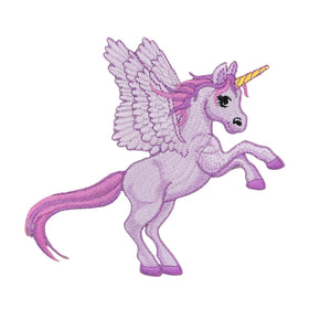 #ae74 Winged Unicorn Purple Iron-On Patch Application Patch Size 12.0 x 11.2 cm