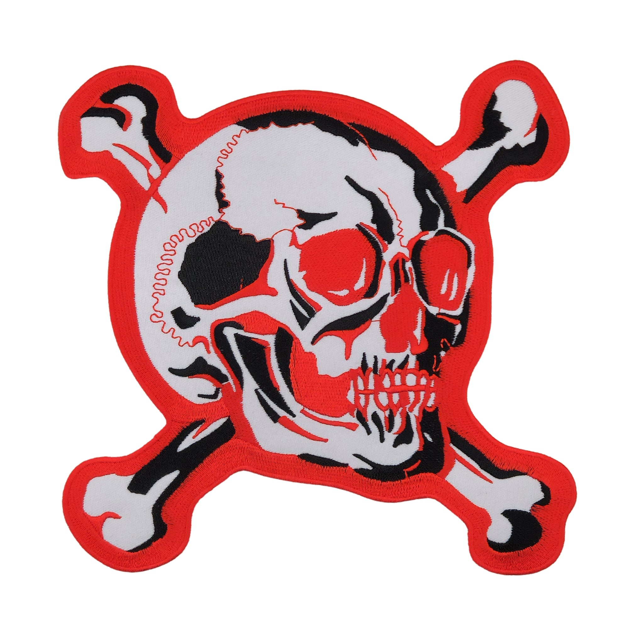 #Backpatch #03 Totenkopf Rot Weiß Skull Rückenaufnäher Back Patch Größe 20 x 20 cm