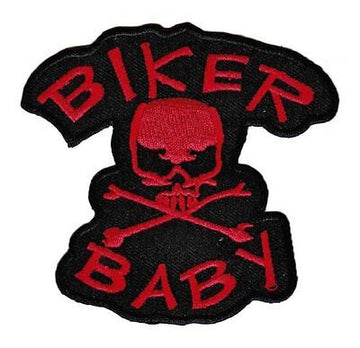 bc67★Biker Baby Totenkopf Aufnäher Bügelbild Patch Bügelflicken Rot 8,8 x 8,8 cm