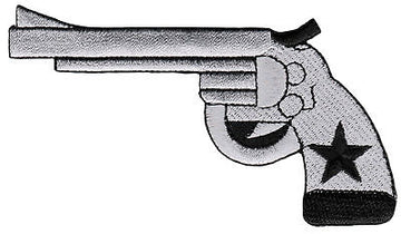 bb99★Gestickt Revolver Pistole Aufnäher zum aufbügeln Bügelbild Patch 11 x 6,7cm