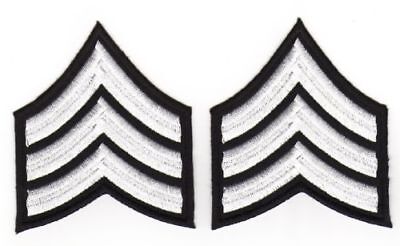 au89★Sergeant 2er Set Aufnäher aufbügeln Bügelbild Patch Kostüm Karneval 7 x 8cm