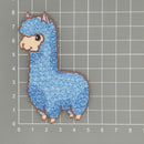 am84★Lama Blau Alpaka Aufnäher Bügelbild Applikation Patch Flicken 5,0 x 8,0 cm-4