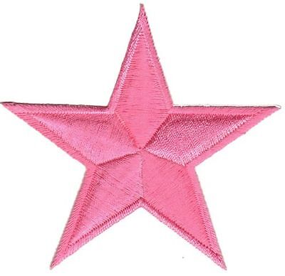 bc96★Stern Rosa Aufnäher aufbügeln Bügelbild Patch Bügelflicken Star 8,5 x 8,5cm