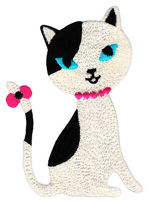 am45★Katze Aufnäher zum aufbügeln Bügelbild Patch Flicken Applikation 6,6 x 9 cm