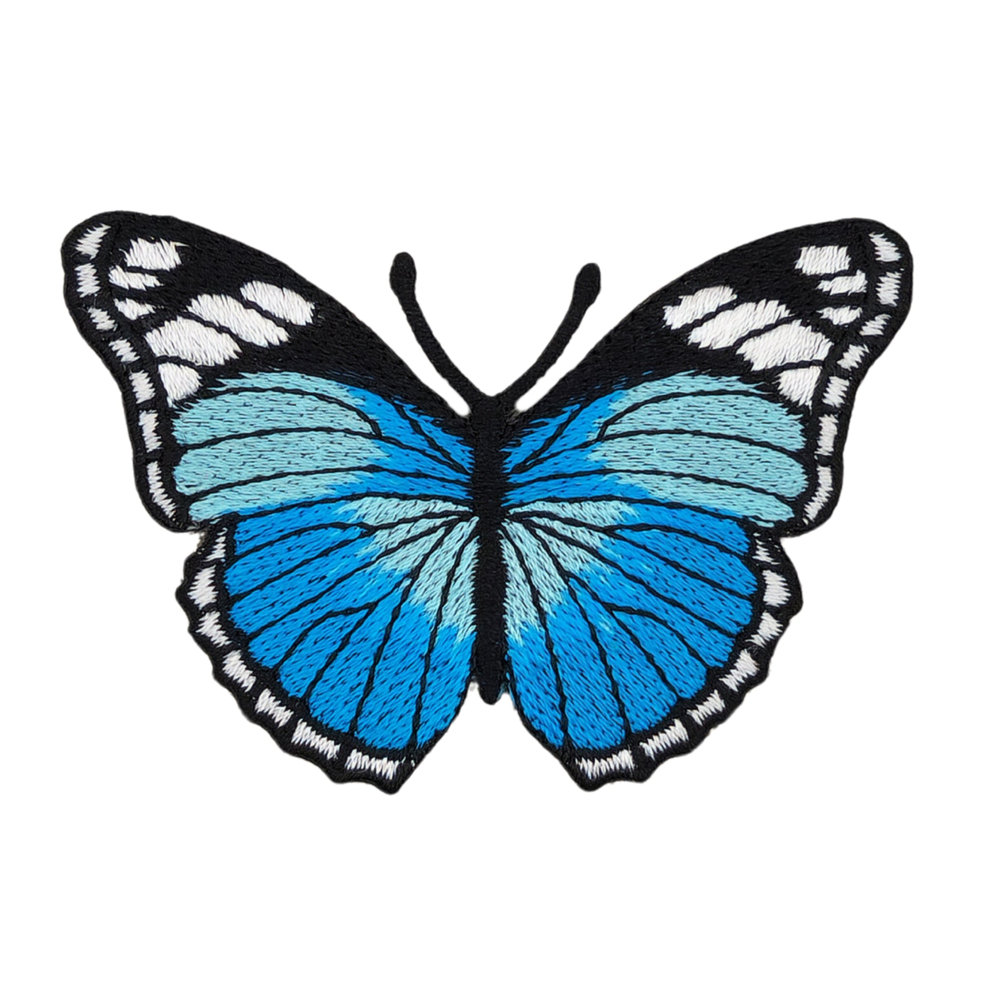 #ae47 Schmetterling Blau Aufnäher Butterfly Applikation Bügelbild Flicken Patch Größe 7,5 x 5,0 cm