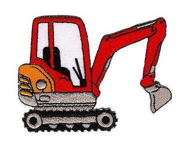 an52★Bagger Aufnäher aufbügeln Bügelbild Applikation Patch Baustelle 8,5 x 6,4cm