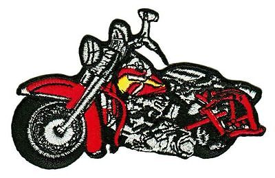 ap84★Motorrad Rot Aufnäher Bügelbild Applikation Patch Chopper Biker 9 x 5,5 cm