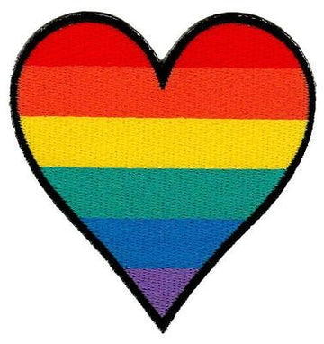 bb50★Herz Regenbogen Aufnäher zum aufbügeln Bügelbild Flicken Patch 7,7 x 8 cm