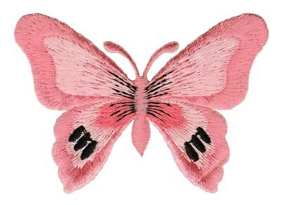 bg68★Schmetterling Rosa Aufnäher aufbügeln Bügelbild Patch Flicken 7,7 x 5,6 cm