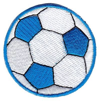 bf67★Fußball Ball Blau Aufnäher Patch Bügelbild Applikation Flicken 5,5 x 5,5 cm