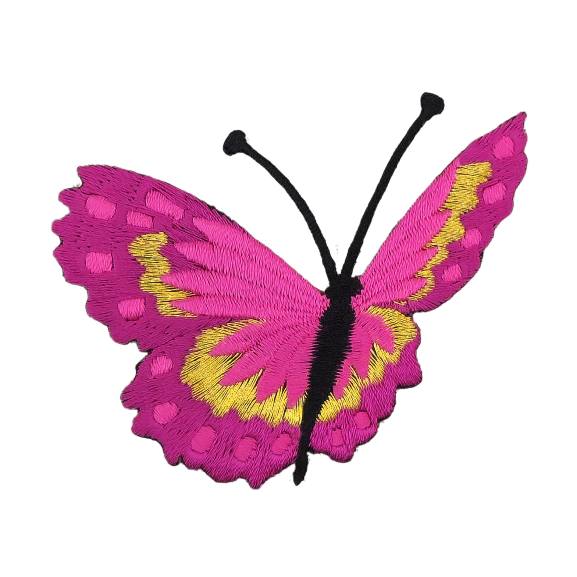 #ae62 Schmetterling Pink Violett Aufnäher Butterfly Applikation Bügelbild Flicken Patch Größe 7,1 x 7,0 cm