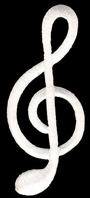bb91★Notenschlüssel Musik Aufnäher zum aufbügeln Bügelbild Patch Neu 3,8 x 9,2cm