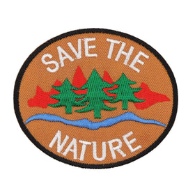 #ac33 Save the Nature Brown Environmental Protection Patch Iron-On Application Patch Size 7.9 x 6.7 cm