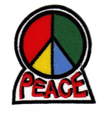 af64★Peace Zeichen Aufnäher Bügelbild Patch Applikation Bügelflicken 7 x 6 cm