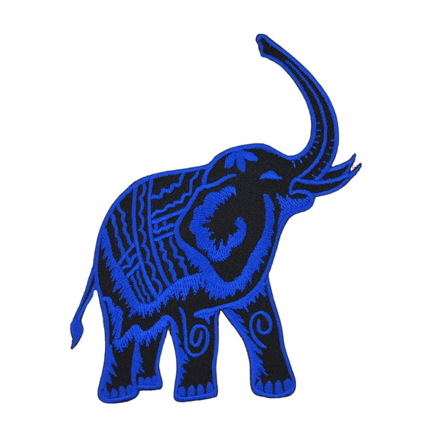 #aa35 Elefant Blau Aufnäher Bügelbild Applikation Patch Größe 10,0 x 12,3 cm