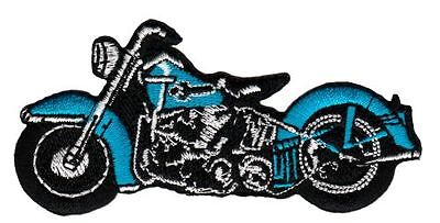 am88★Motorrad Blau Bobber Aufnäher Bügelbild Applikation Flicken Patch 9 x 4,5cm