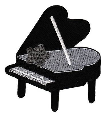 ah82★Piano Klavier Aufnäher Bügelbild Applikation Flicken Musik Patch 8 x 8,8 cm