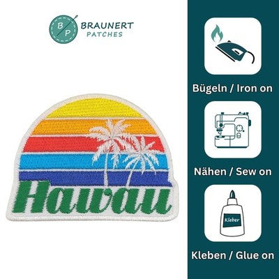 ak40★Hawaii Aufnäher Palme Bügelbild Applikation Patch Flicken 7,3 x 5,5 cm