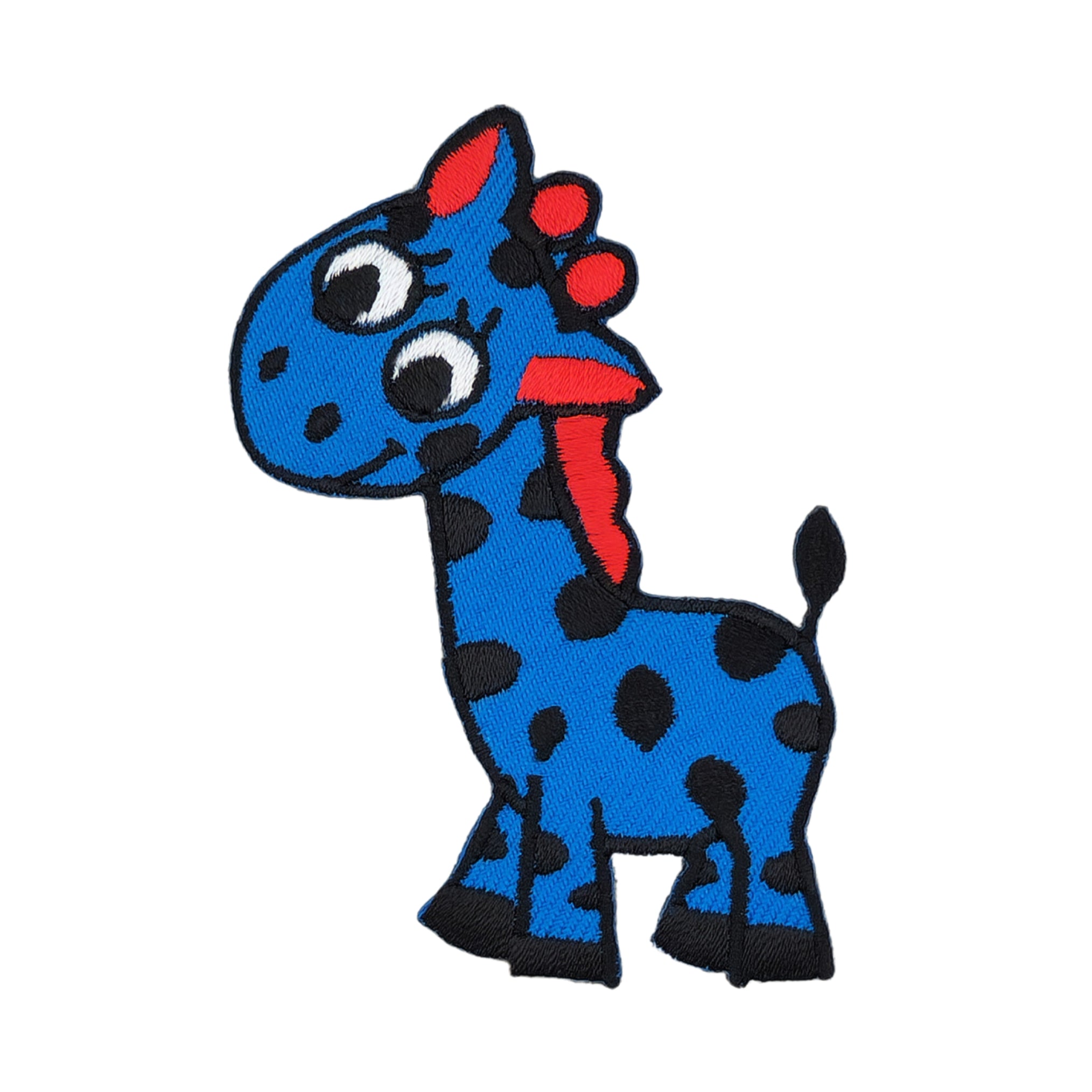 #aa41 Giraffe Blau Kinder Aufnäher Bügelbild Applikation Patch Größe 5,5 x 7,8 cm