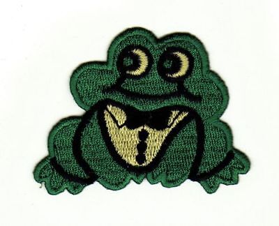 af75★Frosch Grün Aufnäher zum aufbügeln  Bügelbild Applikation Patch 6 x 5 cm