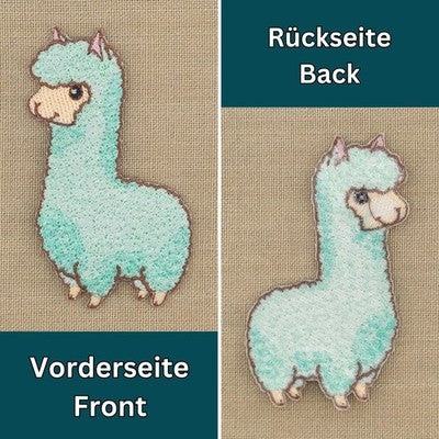 ag23★Lama Türkis Alpaka Aufnäher Bügelbild Applikation Patch Flicken 5 x 8 cm