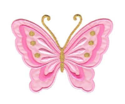 au24★Schmetterling Rosa groß Aufnäher Bügelbild Applikation Patch 11,0 x 8,3 cm