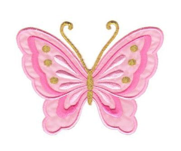 au24★Schmetterling Rosa groß Aufnäher Bügelbild Applikation Patch 11,0 x 8,3 cm