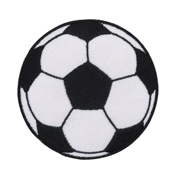 #ae35 Fußball Schwarz Weiß Ball Sport Aufnäher Applikation Bügelbild Flicken Patch Größe 7,0 x 7,0 cm