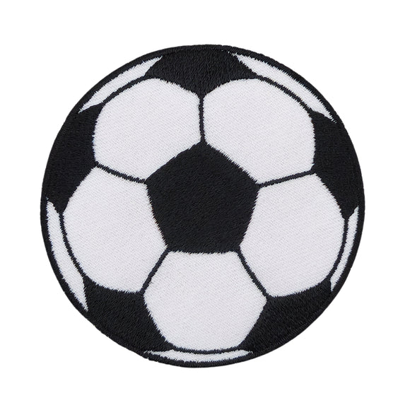 #ae35 Fußball Schwarz Weiß Ball Sport Aufnäher Applikation Bügelbild Flicken Patch Größe 7,0 x 7,0 cm