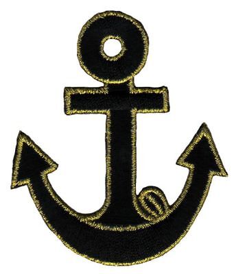 am35★Anker Schwarz Aufnäher aufbügeln Bügelbild Patch Applikation 5,5 x 6,5 cm