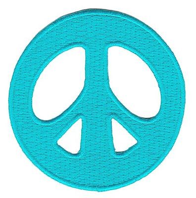 bg14★Peace Zeichen Blau Aufnäher aufbügeln Bügelbild Patch Bügelflicken 7 x 7 cm